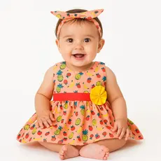 VESTIDO BEBÊ FRUTINHA ALGODÃO COM TIARA