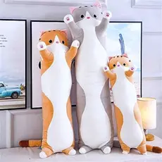 Almofada Gato Pelúcia Travesseiro Macio Gatinho Bebê 50cm Brinquedo De Pelúcia Cheio e Longo