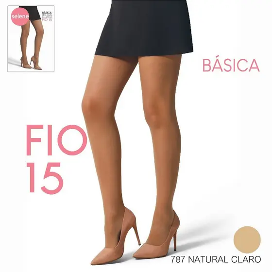 Meia-Calça Básica Fio 15 Elastano Lycra Selene Feminina Veste P M G EG