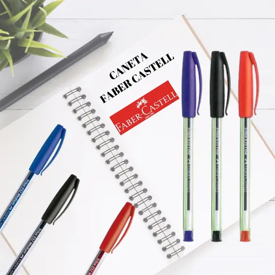 Caneta Esferográfica Trilux 0.7mm Faber Castell Azul, Preto, Vermelho 1 unidade