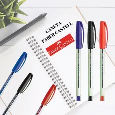 Caneta Esferográfica Trilux 0.7mm Faber Castell Azul, Preto, Vermelho 1 unidade