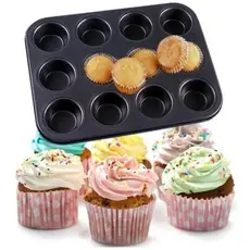 Forma Para Cupcake Com 12 Cavidades Aco Carbono 35x26,5x2,8cm 1 unidade REF:22030