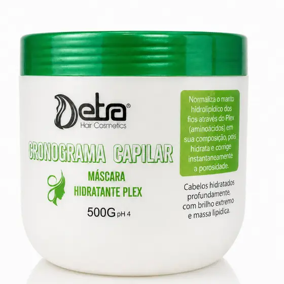 Máscara Hidratação Plex Cronograma Capilar 500g Detra Hair Cosmeticos Nutrição e Reconstrução