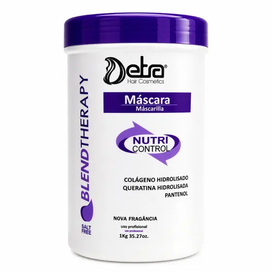 Máscara Hidratante Nutri Control 1kg Pós Química Colágeno e Queratina Hidrolisada Detra Hair