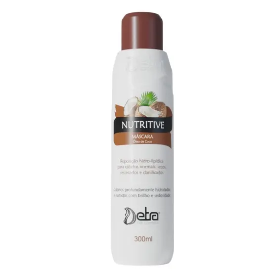 Máscara Nutritive Óleo de Coco 300g Detra Hair Cosmetics Hidratação e Nutrição Capilar