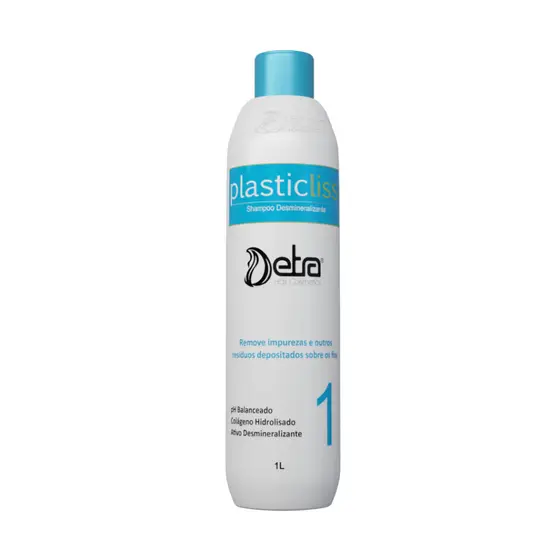 Shampoo Anti Resíduo Desmineralizante Plastic Liss 1 Litro Detra Hair Pré Progressiva Limpeza Profunda