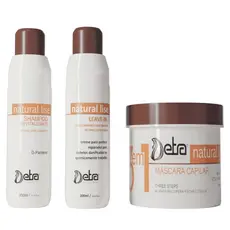 Kit Natural Lise Shampoo Condicionador e Máscara Detra Hair Cosmeticos Alinhamento Capilar