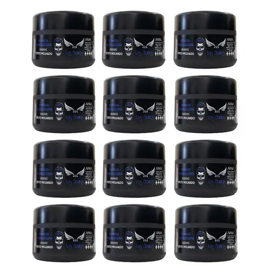 Kit 12 Unidades Pomada Cera Modeladora Efeito Molhado 100g Los Santos Cabelo Masculino