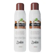 Kit de Nutrição Nutritive Óleo de Coco Shampoo e Máscara 300ml Detra Hair Hidratação Capilar