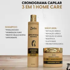Kit Cronograma Capilar 3 em 1 Hidratação Recconstrução Nutrição Detra Cosméticos