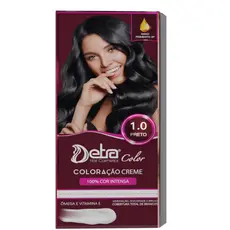 Kit color 1.0 Preto Coloração em creme 50 gr + OX Vol 75 ml - Detra Hair Cosmeticos