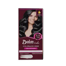 Kit color 2.1 Preto Azulado 50gr Coloração em creme Detra Hair Cosmeticos