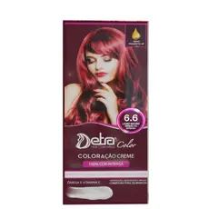 Kit color 6.6 Louro Escuro Vermelho intenso especial 50gr Coloração em creme Detra Hair Cosmeticos