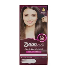Coloração em creme Kit color 6.0 Louro Escuro 50gr + OX 20 vol - Detra Hair Cosmeticos