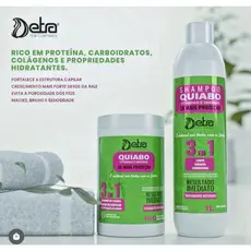 Creme de Pentear Ativador de Cachos Quiabo 3x1 1 Litro Detra Reparação de Danos Cabelo Cacheado
