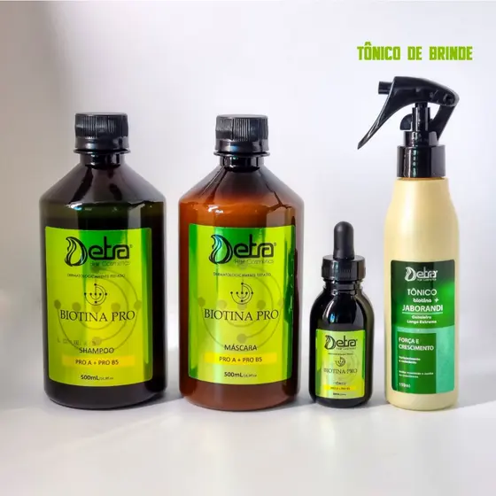 Kit Biotina Pro A + Pro B5 Capilar Crescimento E Fortalecimento Anti queda 500ml  Detra cosmeticos
