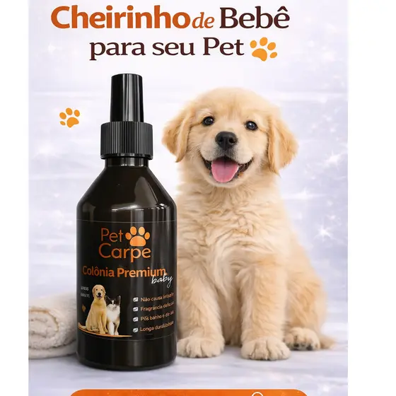 Perfume Colônia Pet Baby Premium 250 ml cachorros e gatos pets Fragância mamae Bebê