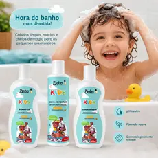 Kit Banho infantil Kids Shampoo Condicionador e Creme de pentear pH Balanceado Detra cosmeticos