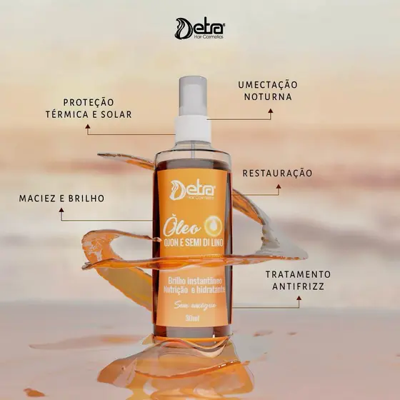 Óleo De Ojon E Semi Di Lino 30ml óleo para cabelos Anti frizz proteção termica reparador de pontas