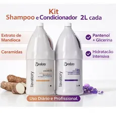 Shampoo mandioca e condicionador Fiber control 2 litros