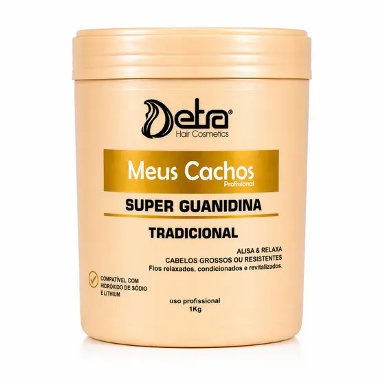 Guanidina Tradicional Creme Alisante e Relaxante para cachos 1kg Hidróxido de cálcio cabelos grosso