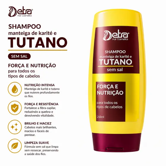 Shampoo Tutano e Manteiga de karité 250 ml sem sal  óleo  de tutano é rico em elastina e colágeno