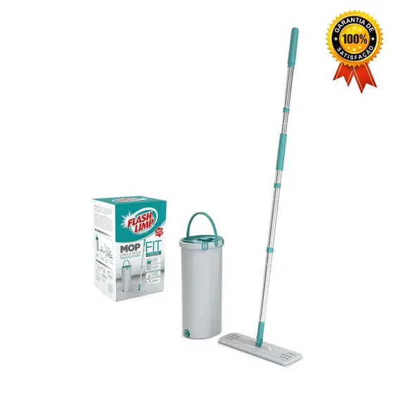 Mop Lava e Seca FIT Balde Com Esfregão Microfibra Flash Limp