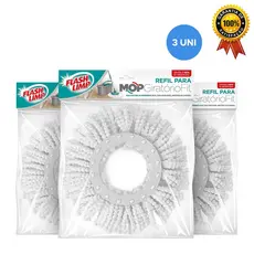 Refil Mop Giratorio Fit Kit 3 Uni RMOP5011 Flash Limp