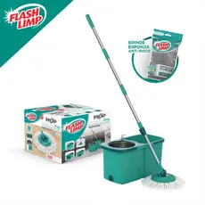 Mop Giratorio Pro Esfregao Balde 360o + Esponja Poliester Para Limpeza Domestica Flash Limp
