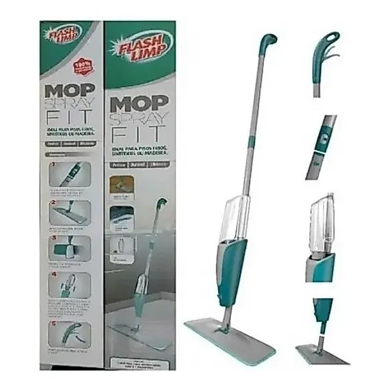 Mop Spray Fit Microfibra Verde Reservatório 365ml Flash Limp Rodo MOP0556 Original Esfregão Vassoura Limpa e Seca