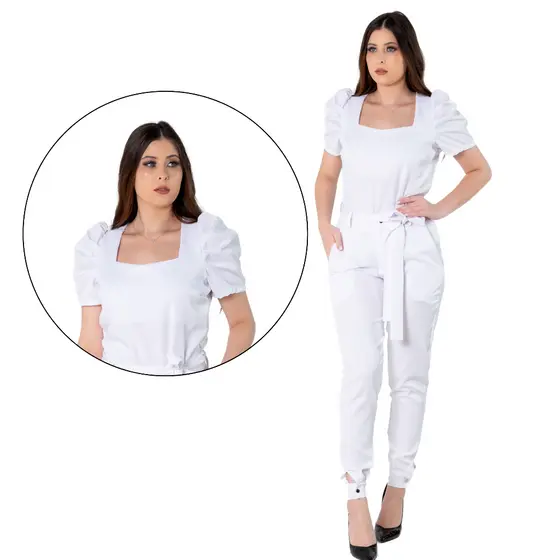 Conjunto Scrub Pijama Cirurgico Manga Princesa+Blusa Scrub