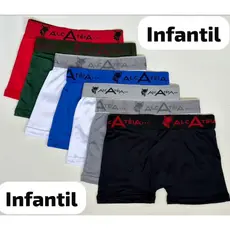 Kit 5 Cuecas Boxer Infantil Masculina 5 Cueca Box Microfibra Lisa Alcateia