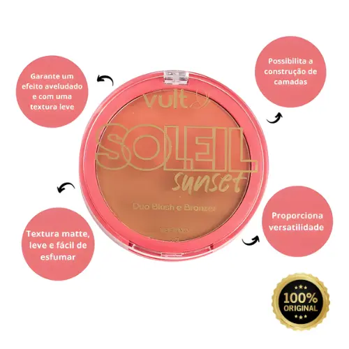 Pó Compacto Duo Blush e Bronzer Soleil Sunset 6g