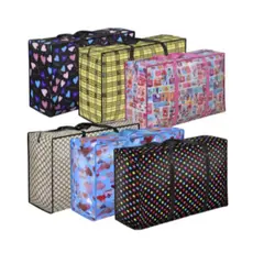 Kit 5 Sacola Paraguai Grande Com Zíper Sacola de Feira Viagem Compras Viagens Sortidas