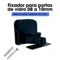 Trava Porta/ Rodapé/ fixador de Pressão para porta de vidro 8 E 10mm 1702 preto