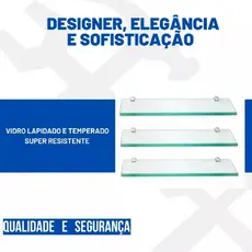 Prateleira Retangular 40cm X 10cm Em Vidro temperado 8mm + segurança e resistência- fácil instalação