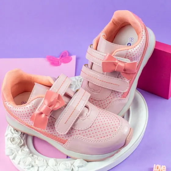 Tênis Infantil Menina Confortável Laço Casual Festa Estilo Camin