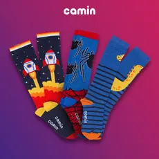 KIT 3 Pares Meia Menino Cano Alto 3/4 Várias Estampas Camin Macia Quentinha Casual Estilo Promoção