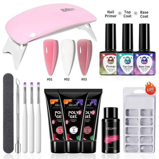 14pc 15ml Conjunto Completo de Gel de Polietileno para Extensão de Unha com Base