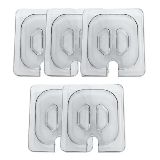Kit 5 Tampas GN 1/6 Para Cuba Gastronômica Policarbonato com Abertura Colher - Transparente