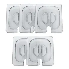 Kit 5 Tampas GN 1/6 Para Cuba Gastronômica Policarbonato com Abertura Colher - Transparente