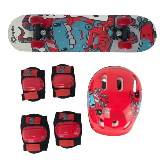 Kit Skate Infantil Completo + Acessórios de Proteção Capacete Joelheira Cotoveleira Meninos CKS Toys