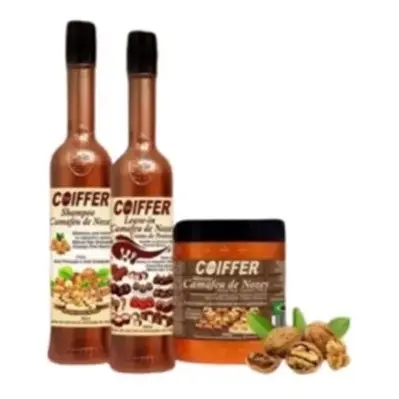 Kit Cliente Camafeu De Nozes Coiffer 3 Un Para cabelos extremamente secos e quebradiços