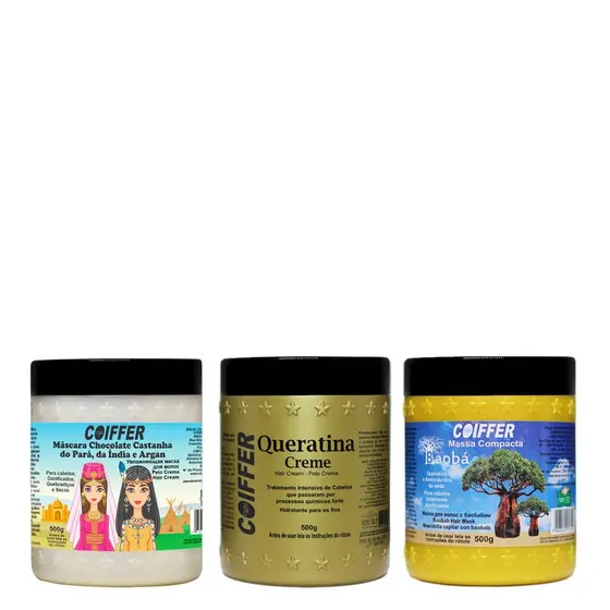 Kit Cronograma Capilar Coiffer Hidrata, Nutre, Reestrutura