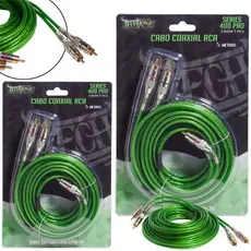 2 Cabos Rca Coaxial Technoise 5 Metros Series 400 Pro Verde