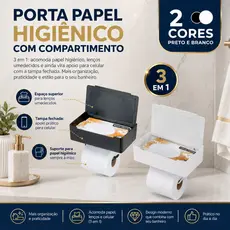 Suporte de Papel Higiênico 3 em 1 com Porta Celular e Lenço Umedecido