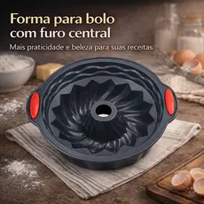Forma de Bolo de Silicone com Furo Central Forma de Pudim