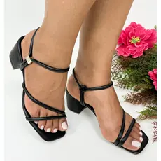 Sandália Feminina Salto Bloco Salto Grosso Delicada Casual Ref 0156