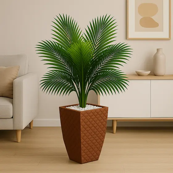 Planta Artificial Palmeira + Vaso kit Enfeite Sala Completo Decoração Casa