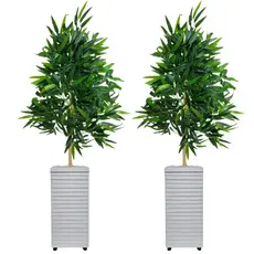 Kit 2 Unid Planta Artificial Realista Completa Com Vaso Decoração Casa Escritório Envio Já